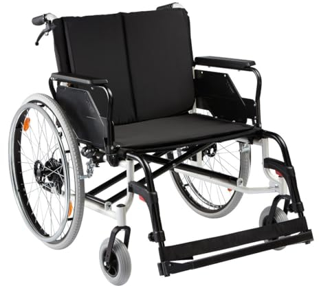 FabaCare Rollstuhl Caneo XL faltbar mit Trommelbremse, Schwerlast Rollstuhl aus Stahl, Transportrollstuhl faltbar, Faltrollstuhl, Standardrollstuhl, für schwere Personen bis 170 kg, Sitzbreite: 60 cm