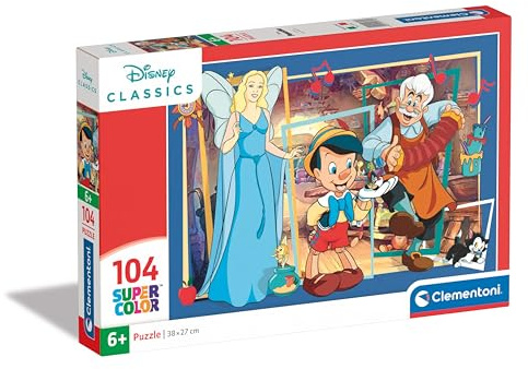 Clementoni - 25756 - Supercolor Puzzle - Disney Pinocchio - 104 Pezzi - Puzzle Bambini 6 Anni, Puzzle Cartoni Animati, Puzzle Disney, Made In Italy