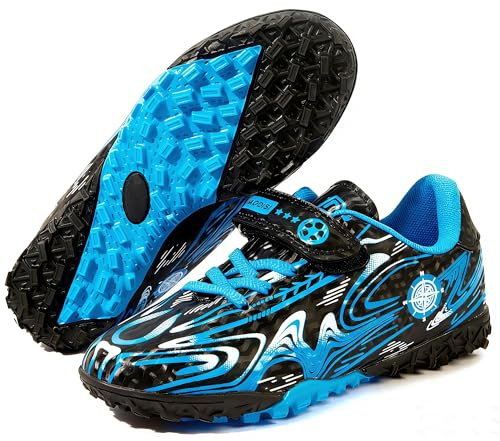 Misswell Boys Football Boots Kids Astro Turf Trainers Junior Girls Soccer Athletics Training Shoes Profession Competition Teenager Indoor Outdoor Sneakers Sports Shoes Unisex Blue Size 10
