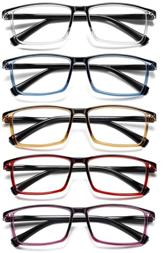 Hubeye Leichte Lesebrillen für Damen & Herren Blaulichtfilter Brille mit Federbügel Flexible TR90 Computerbrille Quadratische Lesebrille mit Klarer Linse 3.00