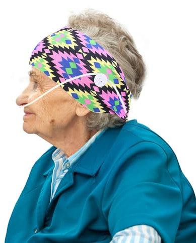 Nasal Oxygen Intubation Ear Protectors for Oxygen Tubing -Oxygen Nasal Cannula Hairband,Ear Protectors for Oxygen Tubing,Secure Fit to Prevent Ear Soreness(Geometric Diamond Shape)