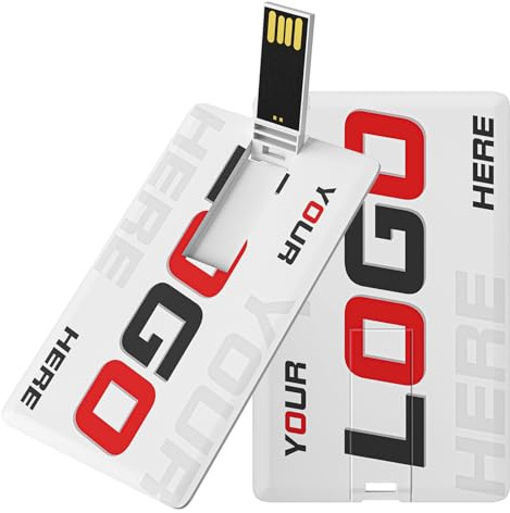 ABLAZE Memoria USB Personalizada, 512 MB/1GB/2GB/4GB/8GB/16GB/32GB, Forma | de Tarjeta bancaria, USB Stick Personalizado, 50 Unidades, imágenes Impresas, Logotipo, Texto