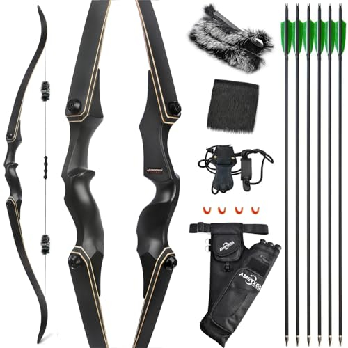 60” Recurvebogen Set Erwachsene 25-65lbs Pfeil Und Bogen Erwachsene Für Outdoor Schießen Jagdbogen Zielübungen (25Lbs)