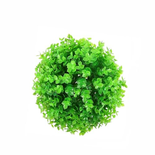 WYLFYJP Grüne Pflanzendekoration mit Blumen und Grünpflanzen, Heimdeckenlandschaft, Grasball, künstlicher hängender Formschnittball, 20 cm, Formschnittbälle, künstlich, for den Außenbereich(35cm)