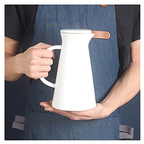 Carafe Eau Bouteille froide en céramique avec poignée large pichet de ménage Théière haute température for la maison, restaurant, café (50,7 oz) Pichet à Thé Glacé(White)
