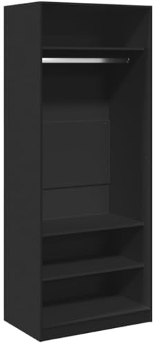 vidaXL Garderob svart 80x50x200 cm konstruerat trä, hatthyllor, klädstång, klädförvaring, klädskåp, klädstänger, jackhängare, garderob, garderober