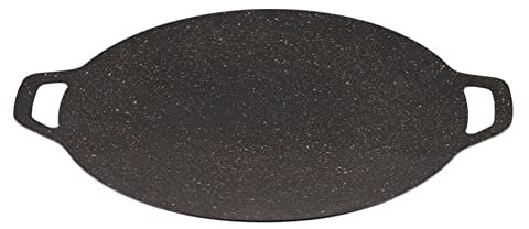 Poêle à griller coréenne sans fumée – Poêle à griller ronde anti-adhésive pour à induction, de cuisson en fonte conductrice de chaleur pour cuisinières à gaz, poêle à barbecue épicée