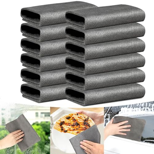 BELEVO 12 Pièces Chiffon Magique, Chiffon Microfibre Voiture 30x30cm Chiffon Vitre sans Trace de Nettoyage Magique pour Les Miroirs de Voiture Vitres Cuisine Salle de Bain