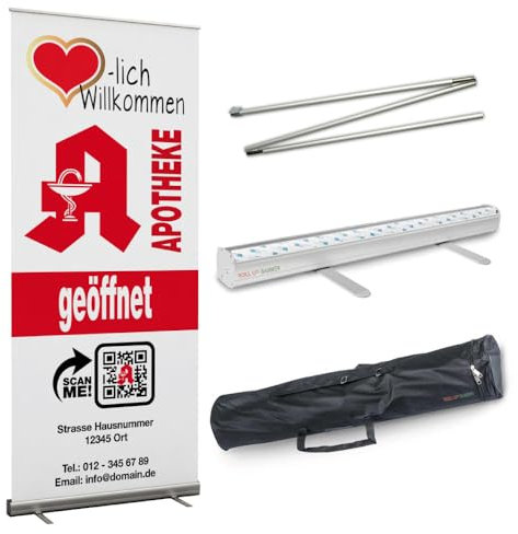 Rollup Banner 85 cm x 200 cm APOTHEKE inkl. Display, Halterung, Boden und Gestaltung