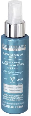 abril et nature - Gel con acabado mate natural para el cabello Fluffly Texture Extra Volume - Fija, da volumen y densidad al instante - Rellena y Fortalece la fibra capilar - No apelmaza - 100ml