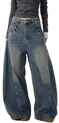 Baggy Barrel Jeans Women Y2k Wide Leg Pants Grunge Boyfriend Loose Vintage Oversized Streetwear Pants for Women