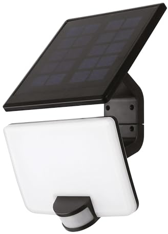 Suprema, Spot LED d'extérieur solaire, projecteur crépusculaire avec Pir, capteur crépusculaire et de mouvement, IP54, panneau solaire orientable, câble de 3 m