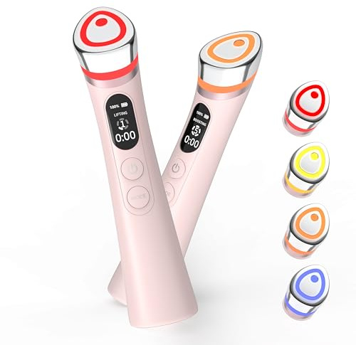 Face Lift Device – 8 in 1 Skin Tightening and Lifting, LED Light Therapy for Wrinkles, Korean Skin Care, Spa-Grade Facial Massager Lifting & Firming Beauty Massager (Pink)