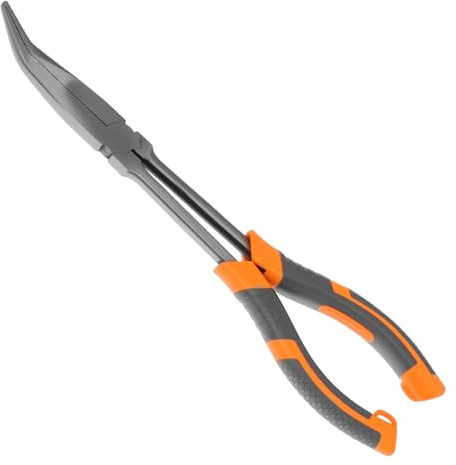 Needle Nose Pliers 45°/90° Bent Needle Nose Pliers with PVC Nonslip Handle11 Inch Extra Long Reach for Automotive Repair Woodworking Handmade Craft Jewelry Making Bending Wire Small Object Gripping