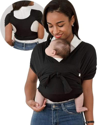 XPEX 1 Stück Tragetuch Baby Neugeboren – Verstellbare Babytrage,Atmungsaktives Tragetuch für Hände Frei – Einfach Anzulegender Ring Sling Rückentuch,Babyzubehör(Schwarz)