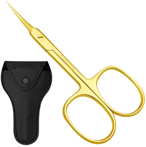 Professional Cuticle Scissors – Stainless Steel Nail Scissors for Cuticles, Eyebrow & Facial Hair Trimming – Sharp Precision Blades, Manicure & Pedicure Tools for Home & Salon Use (Gold)