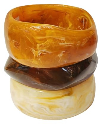 LEBKFT 3pcs Colorful Resin Bangle Bracelets for Women, Stackable Geometric Acrylic Bangles Set Lightweight Resin Bangle Women Jewelry Bangles Set for Everyday Wear (Type A)