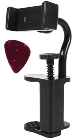 Musik-Handyhalterung für Gitarren, inklusive Plektren in verschiedenen Farben, sichere Befestigung für Notenblätter, leichter Gitarren-Telefonständer