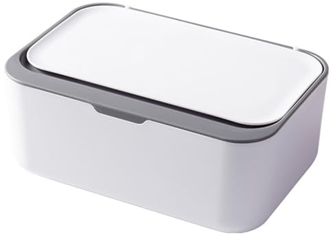 Dispenser för våtservetter, 19 x 13 x 8 cm dammsäker, påfyllningsbar våtservetter, dispenser med lock, halkfri näsdukslåda för hemmakontor, badrum |Torka hållare