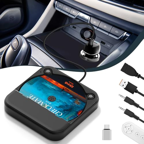 CD Player für Auto mit USB/AUX-Anschluss - Externer Universal Auto CD Player für PKW LKW, Extra USB-Verlängerungskabel, Externes CD Laufwerk für Laptop, PC, Fernseher, kompatibel mit Android Autoradio