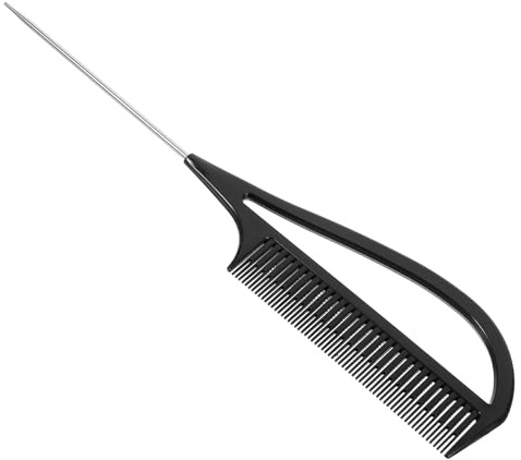 Stielkamm mit Einschiebbarem Stiel, Schwarzer Haarkamm | Präzises Abteilen, Leichtes Styling für Zuhause und Salon, Geeignet zum Färben, Flechten, Strähnen