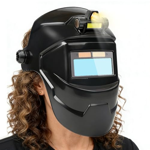 Casco per saldatura,Protezione saldatore con luce | Casco da Saldatura Autoscurante - per edilizia, industria, officina domestica e sicurezza uomo