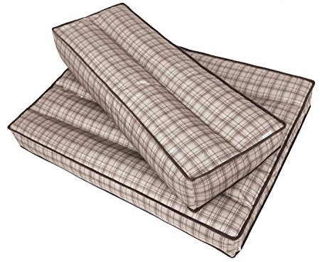 PillowPrim Palettenkissen - Sitzkissen - Komfort für Sofa & Couch - Perfekt für Balkonmöbel & Garten - Weich & langlebig - Rückenlehne 120x40 cm, Beige Karier