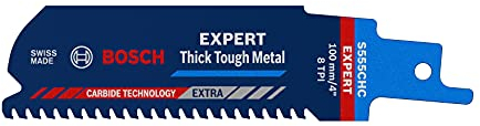 Bosch Professional 1x Lame per Seghe Universali S 555 CHC Expert `Thick Tough Metal` per Acciaio Resistente, Ghisa, Lunghezza 100 mm, Accessorio Sega Universale