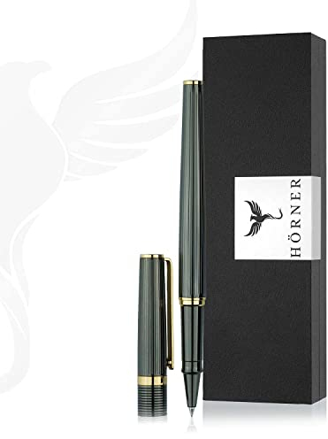 Hörner Vectrum l Hochwertiger Tintenroller l Edle Geschenkbox l Schreibfarbe Blau 0,7 l Wechselbare Mine l Strichstärke M l Aus Metall l Premium Design