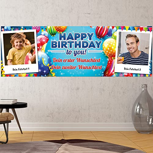 Geburtstags Banner - personalisiert mit Deinen Texten & Fotos | XL - Format (Layout 11)