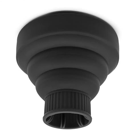Hair Dryer Diffuser Attachment, Silicone and Portable Blower Diffuser - Applicable Hair Dryer Caliber Approx 3.5cm to 5cm (Black)