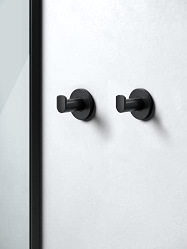 Keuco Plan Handtuchhaken, 2 Stück, 5,1 cm, Metall schwarz matt, Made in Germany, für Handtücher und Bademäntel, inkl. Schrauben und Dübel, Wandhaken zum Bohren