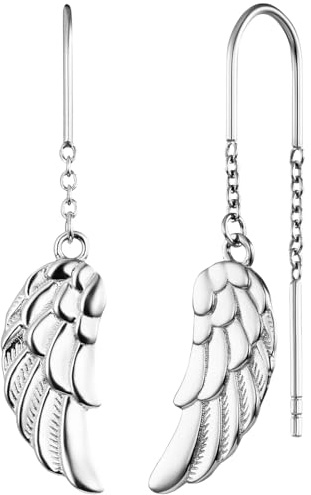 Engelsrufer Damen Ohrhänger aus Sterling Silber mit Flügel Anhänger in Silber mit Hakenverschluss, nickelfrei, Größe: 8mm, ERE-FLYWING