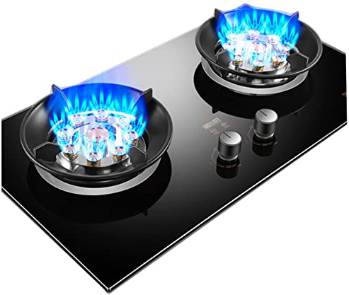 Cocina A Gas 2 Fuegos Panel De Vidrio Templado, Temporizador De 180 Minutos (independiente Por Ambos Lados) Con Protección Contra Llama, Sobremesa Y Cocina Integrada GLP/gas Natural ( Size : LPG )