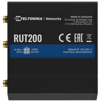 Teltonika RUT200 4G LTE Mobile Router - WiFi 4, 4G LTE Cat 4 Router with Embedded SIM Slot & External Antennas