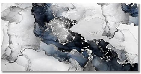 NXMYDBD Modernes abstraktes Grau-Silber-Poster, Marmor-Leinwandgemälde, Drucke, Bild, nordische Wandkunst, Wohnzimmerdekoration, 70x140cm (28x55 Zoll), ungerahmt