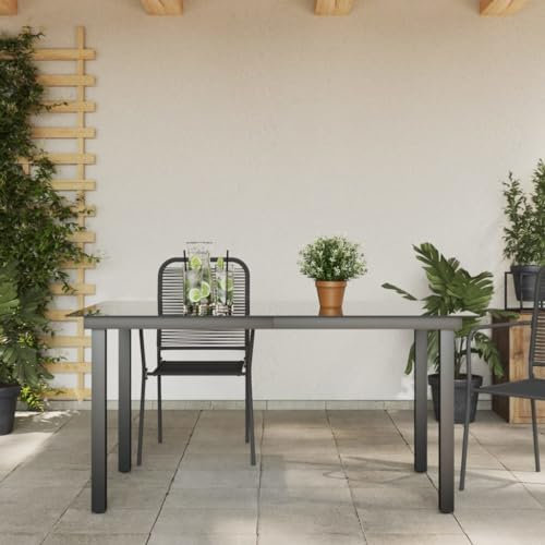 Campingtisch Groß Campingtische Stehtisch Outdoor Gartentisch Klein - Garten-Esstisch Glas Aluminium 150 x 90 x 74 cm Schwarz für Aufenthaltsraum Garten Outdoor Speisesaal