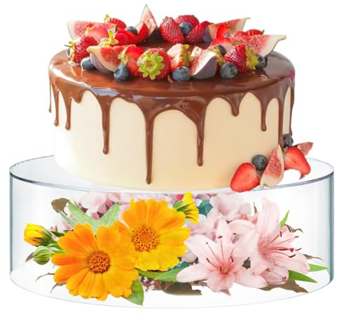 CEZOOWYEX Alzata rotonda per torte in acrilico trasparente, 30,5 cm, espositore per cupcake, dessert con fondo cavo, alzata per torte per matrimoni, feste di compleanno, Natale