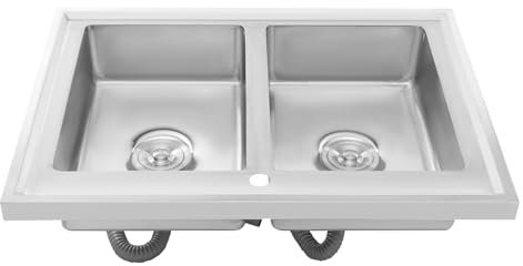 Lavello da cucina in acciaio inox con catena di filtro, per case, ristoranti, lavanderia, 80 x 60 x 15,5 cm