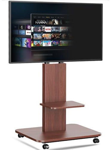 JXMTSPW Support TV sur Pied Sol avec roulettes pour 32 à 75 Pouces écran/LCD/LED/Plasma,Chariot TV à Roulette avec Étagère,réglable en Hauteur Peut Supporter jusqu'à 60 kg,VESA 200x200-600X400 mm