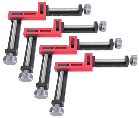 Jectse Subgadora Cuadrada de 90 Grados, Abrazadera de ángulo Recto para Carpintería, Aleación de Aluminio con Abrazadera de Esquina de Acero Inoxidable para Muebles, Construcción