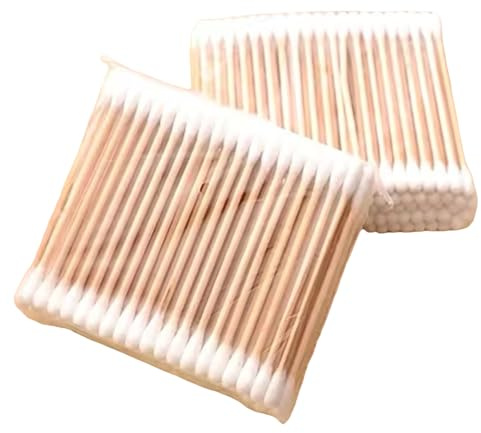Generico Bastoncini di Cotone con Punta Doppia, 500 Pezzi, Manico in Legno, Bianco Cotton Tampone
