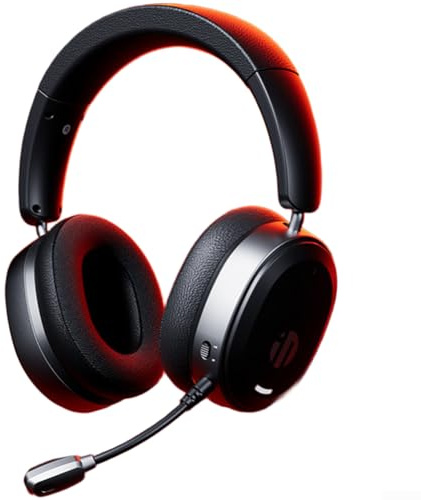TIANHENGMart Casque de jeu sans fil H9, son surround 7.1, pilotes de 50 mm, microphone antibruit à 360 degrés, connectivité multimode, cuir protéiné marron (noir)