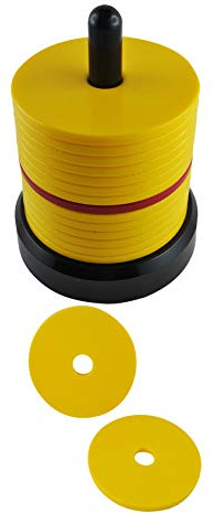 My Plast Schockbesteck Schocken Set mit 16 Scheiben - 15 Gelb & 1 Rot | Schock Besteck zum Knobeln, Meiern, Mörkeln, Jule, Maxen - hochwertiges Würfelspiel - Knobelspiel - Schockturm aus Kunststoff