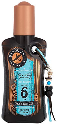 Sonnenöl Kokos Spray LSF 6 von BYRON BAY | 200ml Kokos Sonnenöl | Kokosnussöl für Körper für Tiefenbräune | Sonnen ÖL mit sommerlichen Kokosduft