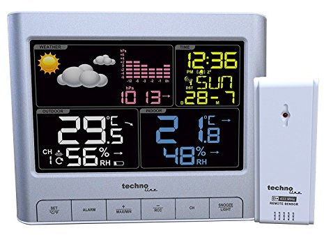 Technoline WS6449 Wetterstation, moderne Optik, silberfarben