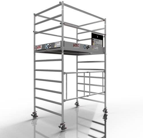 Profigerüst: ALTEC AluKlik 2.0 XXL, Arbeitshöhe 3m - 14m, 135cm Breite, TÜV, Made in Germany, 25cm höhenv. Ø150mm Rollen, Alu Gerüst Rollgerüst Fahrgerüst Baugerüst Faltgerüst (4 m)