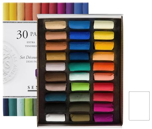 Sennelier ensemble de Pastel secs 30 demi-pastels tendresà l'écu Pastel Extra Fins et 1 cartes postales EMI Craft