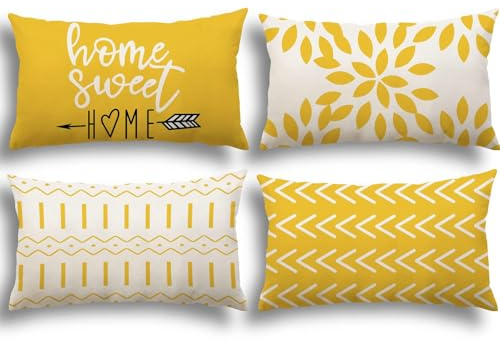 YCOLL Kissenbezug 4er Set Kissenbezüge leinen Kissenhülle Dekokissen für Sofa Gartenbett Couch Kissen 30x50cm