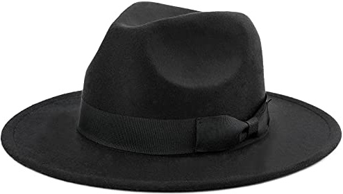 Besoogii Klassische breite Krempe Damen Herren Fedora Hut mit Gürtelschnalle Filz Panama Hut